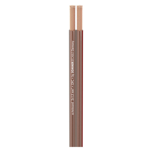 Garsiakalbių kabelis SC-Twincord; 1 x 2 x 1,50 mm²; PVC; 6,5 x 2,8 mm; skaidrus