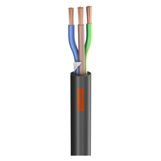 Rubber Sleeve Cable Titanex ®; 3 x 1.50 mm²; rubber, Ø 10,00 mm; juodas