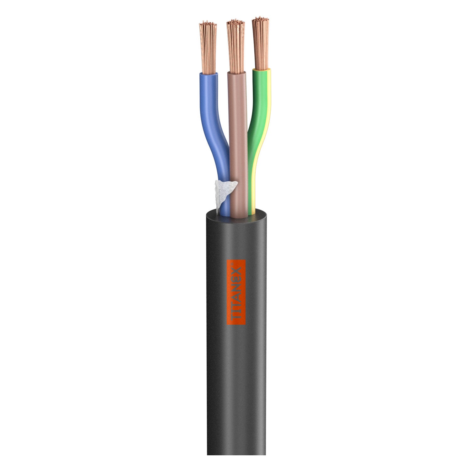 Rubber Sleeve Cable Titanex ®; 3 x 1.50 mm²; rubber, Ø 10,00 mm; juodas - 100 m ritė