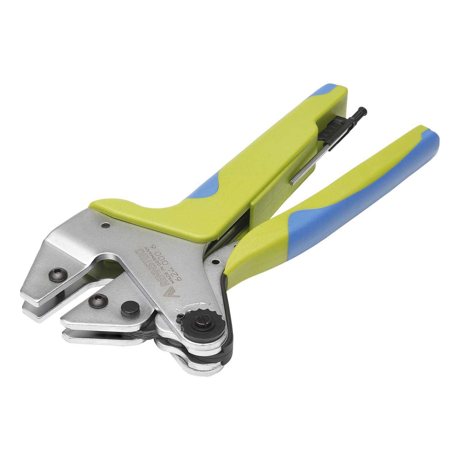 Professional crimping pliers, chromed for changeable inset, juodas