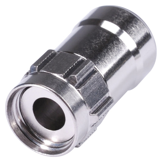 HICON F-plug, 2-pole , metal-, kompresinė-kištukas jungtis, tiesi, chrome coloured