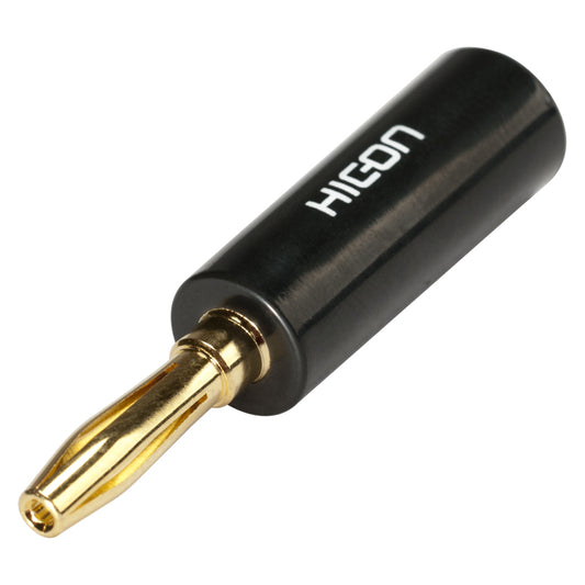 HICON Banana jungtis, 1-pol , plastic-, prisukama-kištukas jungtis, gold plated contact(s), tiesi, juodas