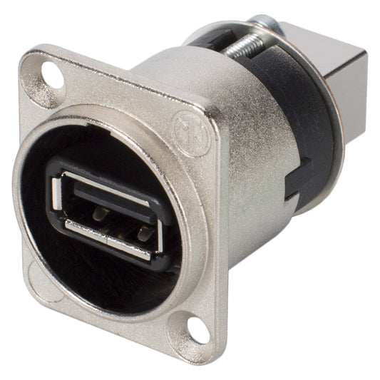 NEUTRIK® USB, 4-pole , metal-, Patch-lizdas jungtis, gold plated contact(s), Type D, nickel