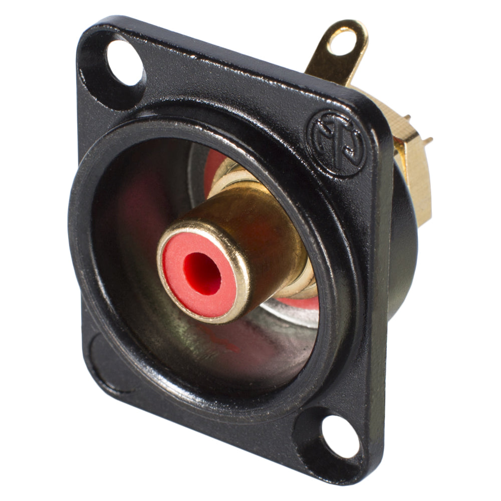 NEUTRIK® RCA, 2-pole , metal-, Soldering-lizdas jungtis, gold plated contact(s), Type D, juodas