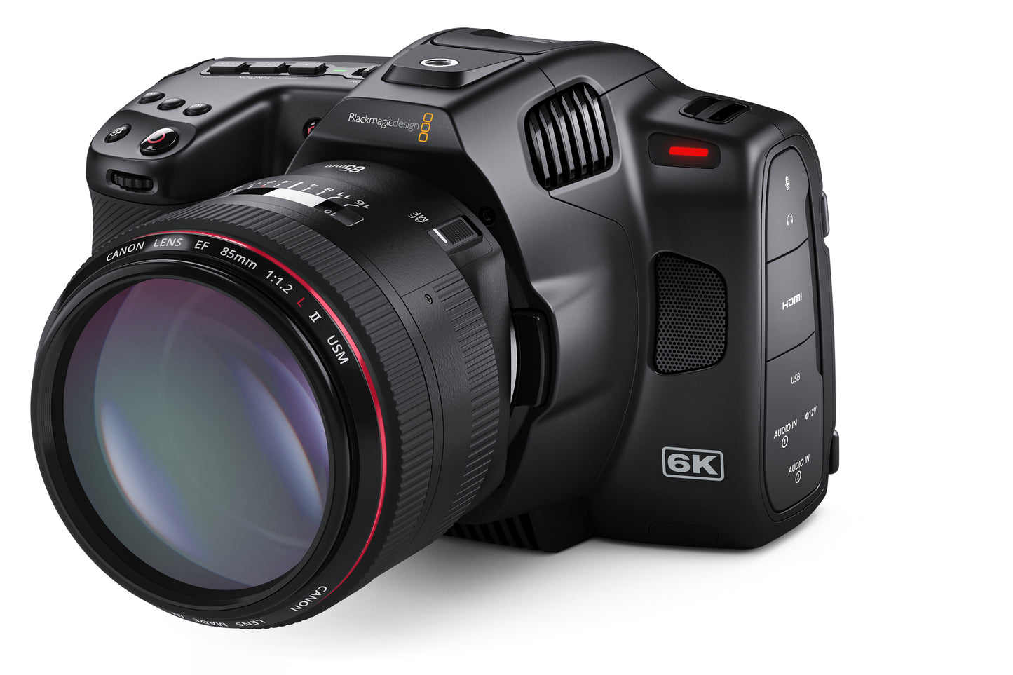 Pocket Cinema Camera 6K Pro W Lens Left Angle