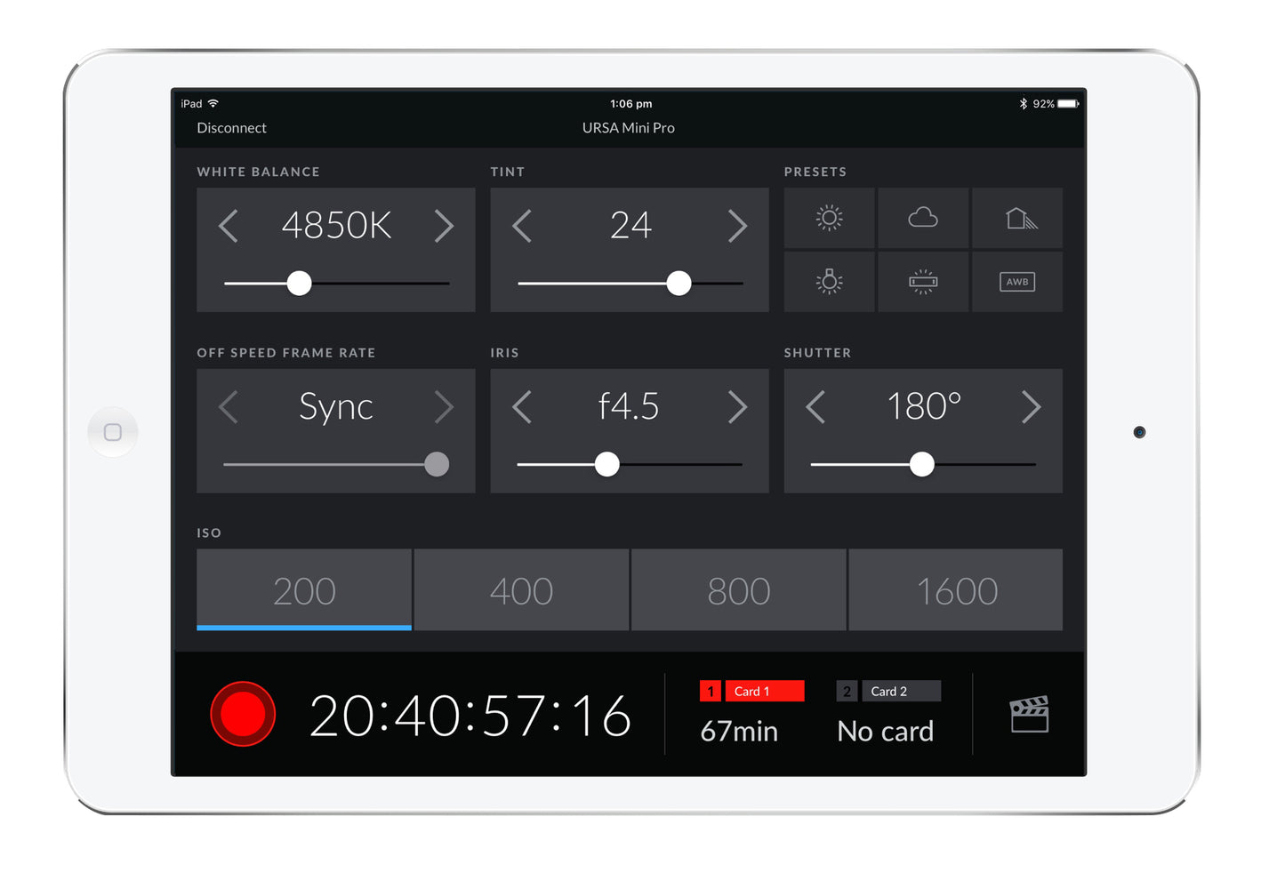 URSA Mini Pro 4 6K G2 Bluetooth With iPad