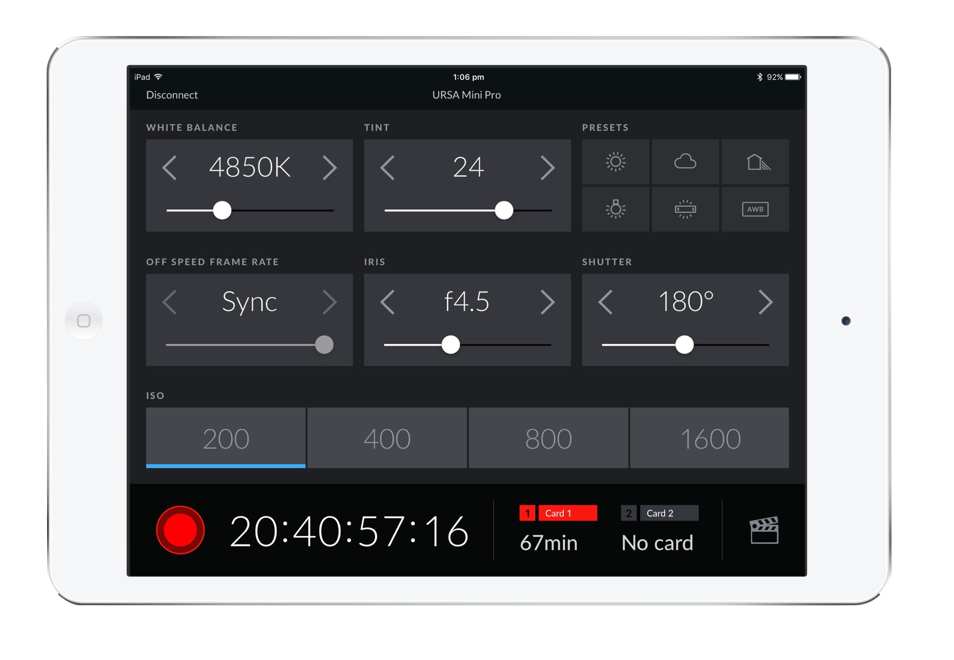 URSA Mini Pro 4 6K G2 Bluetooth With iPad