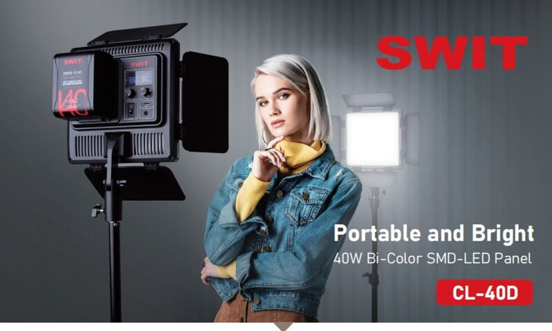 SWIT CL-40D 2KIT | 2xCL-40D KIT, with 2x 40W High-Bright Ultra-Portable Easy-Setup Fanless Bi-color Panel Lights and Tripods