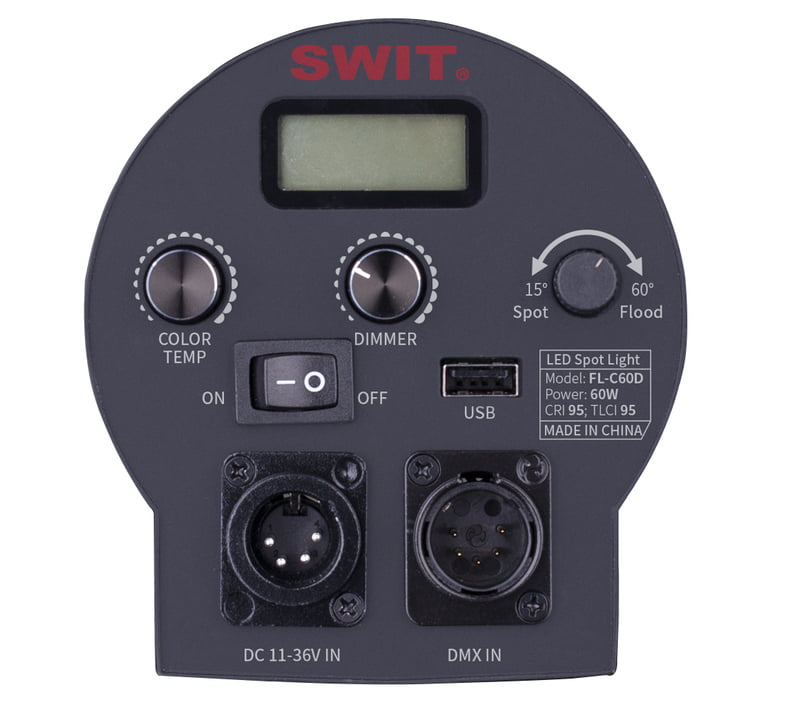 SWIT FL-C60D | 60W 25000Lux Super-Bright COB LED Spotlight, V-Mount, DMX, SWIT Free Design for Lighting Studios