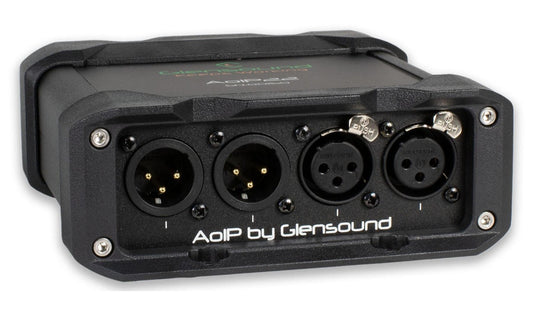 Glensound AoIP-22M | Two Channel Dante Mic Amp With 2 Channel Return