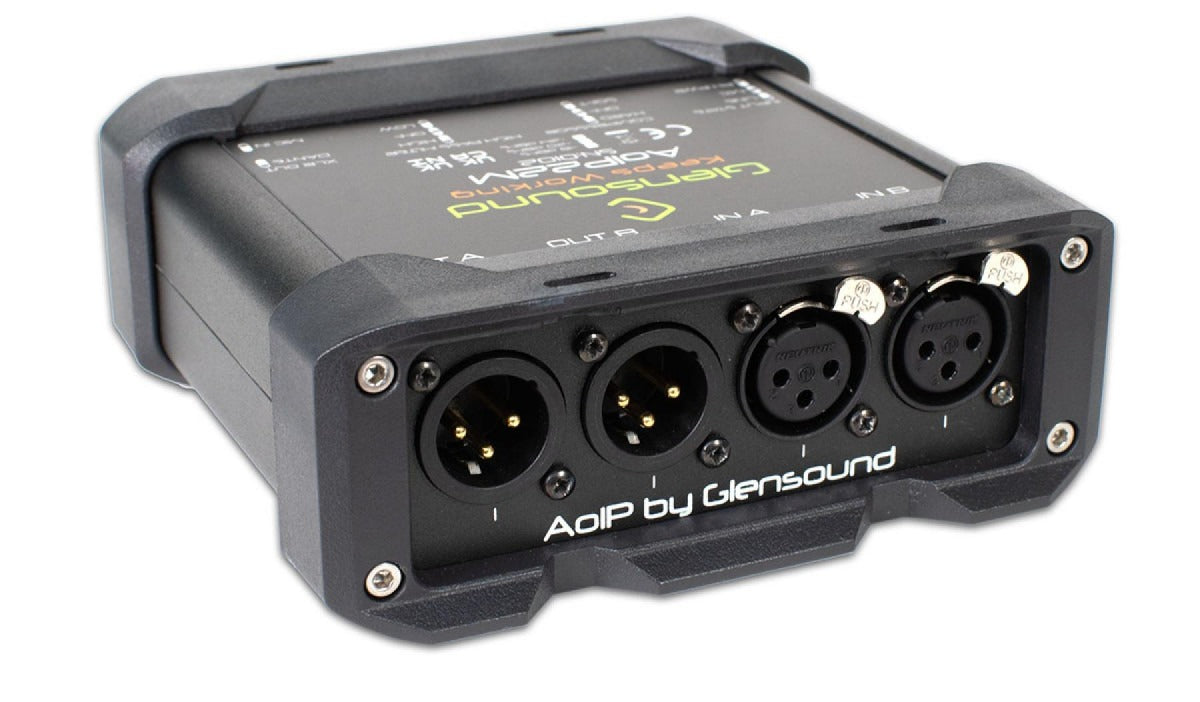 Glensound AoIP-22M | Two Channel Dante Mic Amp With 2 Channel Return