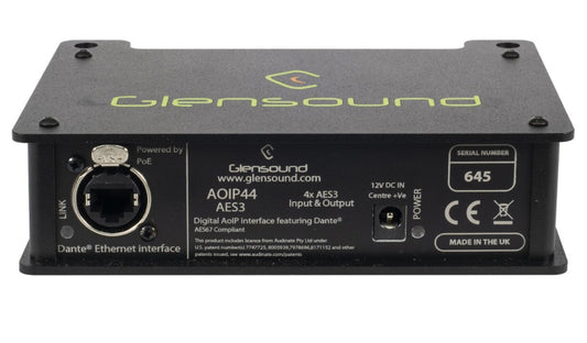 Glensound AoIP-44 AES | AES3 interface for Dante/ AES67