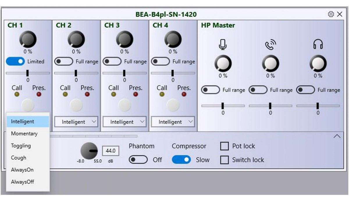 Glensound Beatrice B4+/5F | Four Channel Beatrice Beltpack Intercom On Dante / AES67 Networks