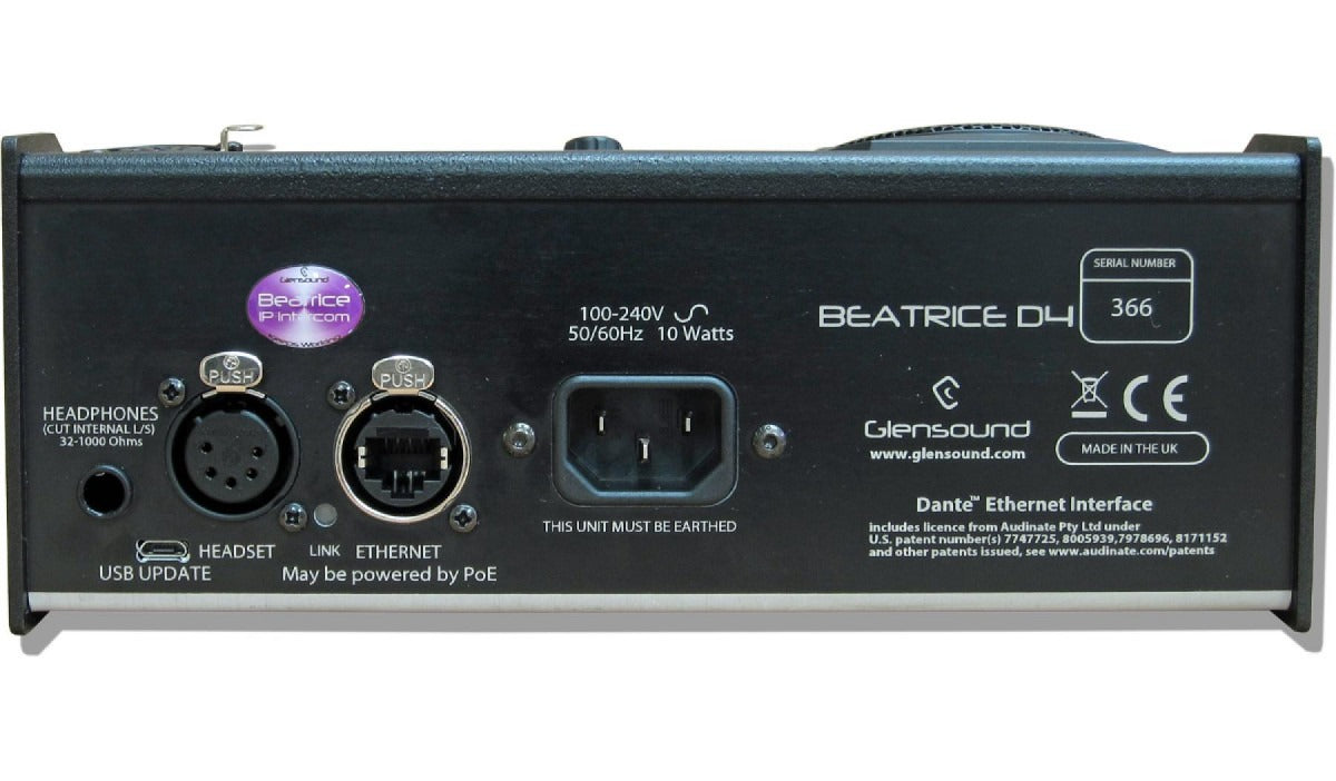 Glensound Beatrice D4 | 4 Channel Network Audio Intercom Desktop