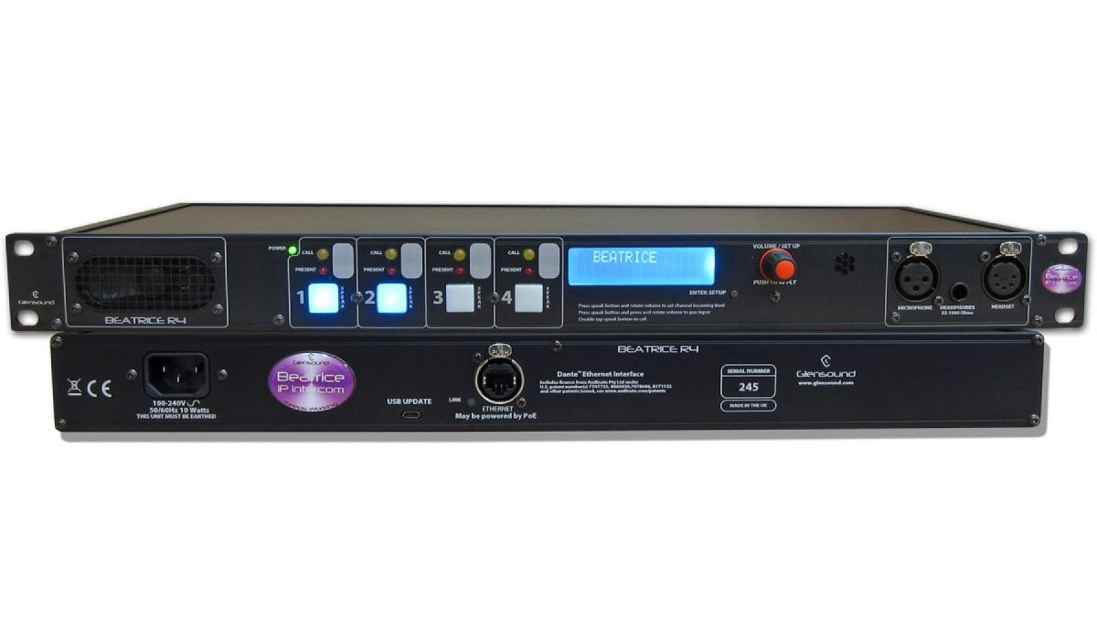Glensound Beatrice R4 | 4 Channel Network Audio Rackmount Intercom