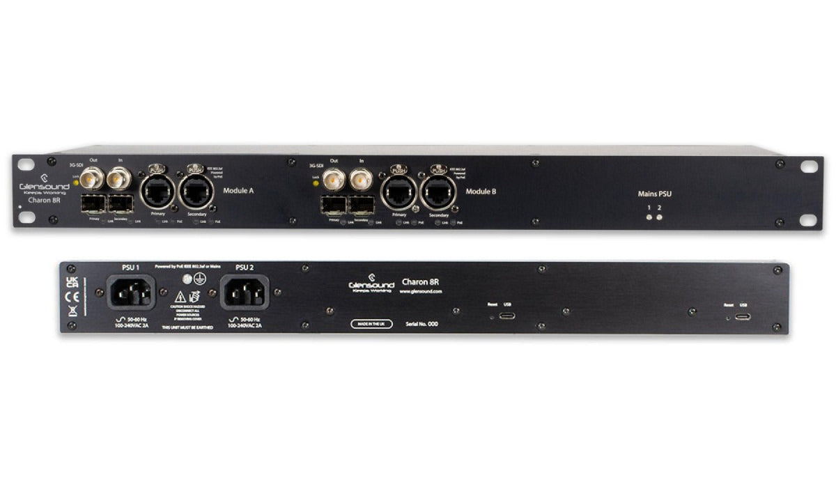 Glensound Charon 8R2 | Twin Rack Mount 8 Channel Dante/SDI embedder de-embedder