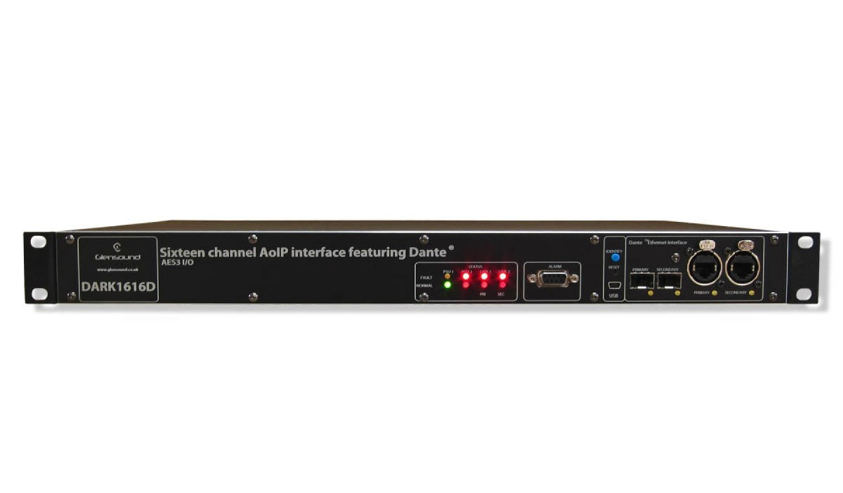 Glensound DARK1616DR | Dante/AES67 Network Audio 8x AES3 Inputs 8x AES3 Outputs interface
