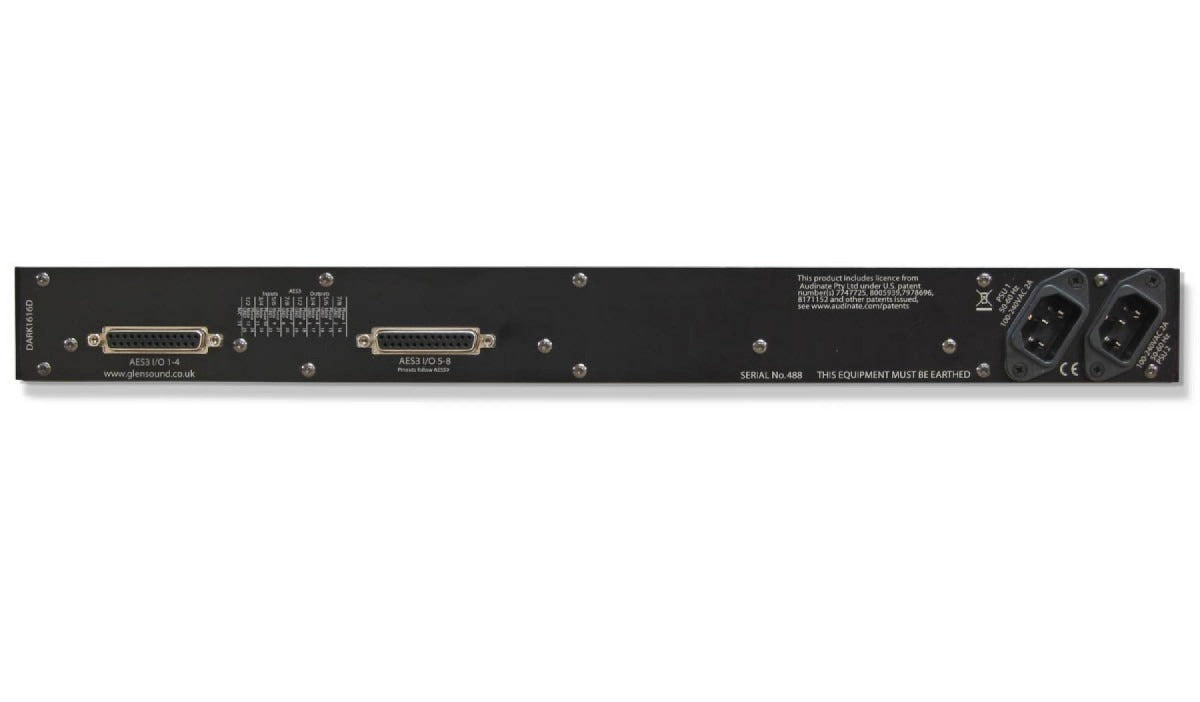 Glensound DARK1616D | Dante/AES67 Network Audio 8x AES3 Inputs 8x AES3 Outputs interface
