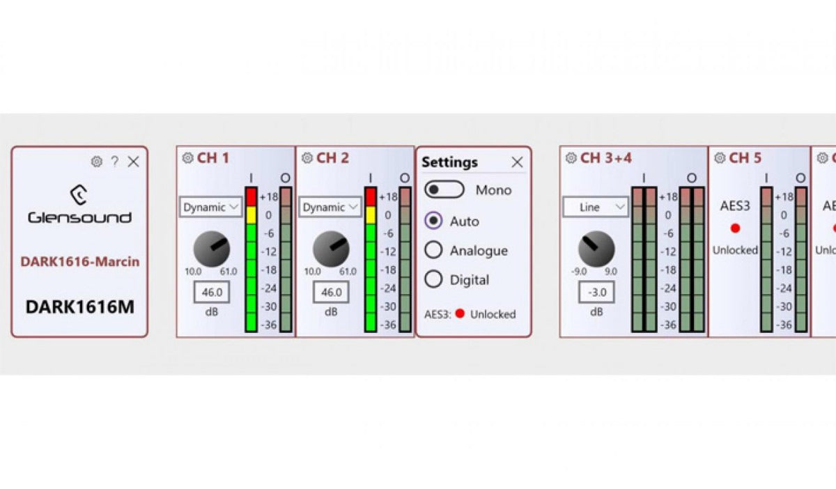 Glensound DARK1616M | Network Audio Analogue and AES Interface With Remote Mic Amps
