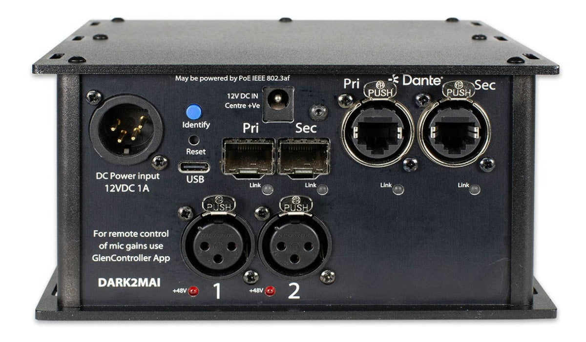 Glensound DARK2MAIR MkII | 2 Input Mic Amp for Dante/ AES67