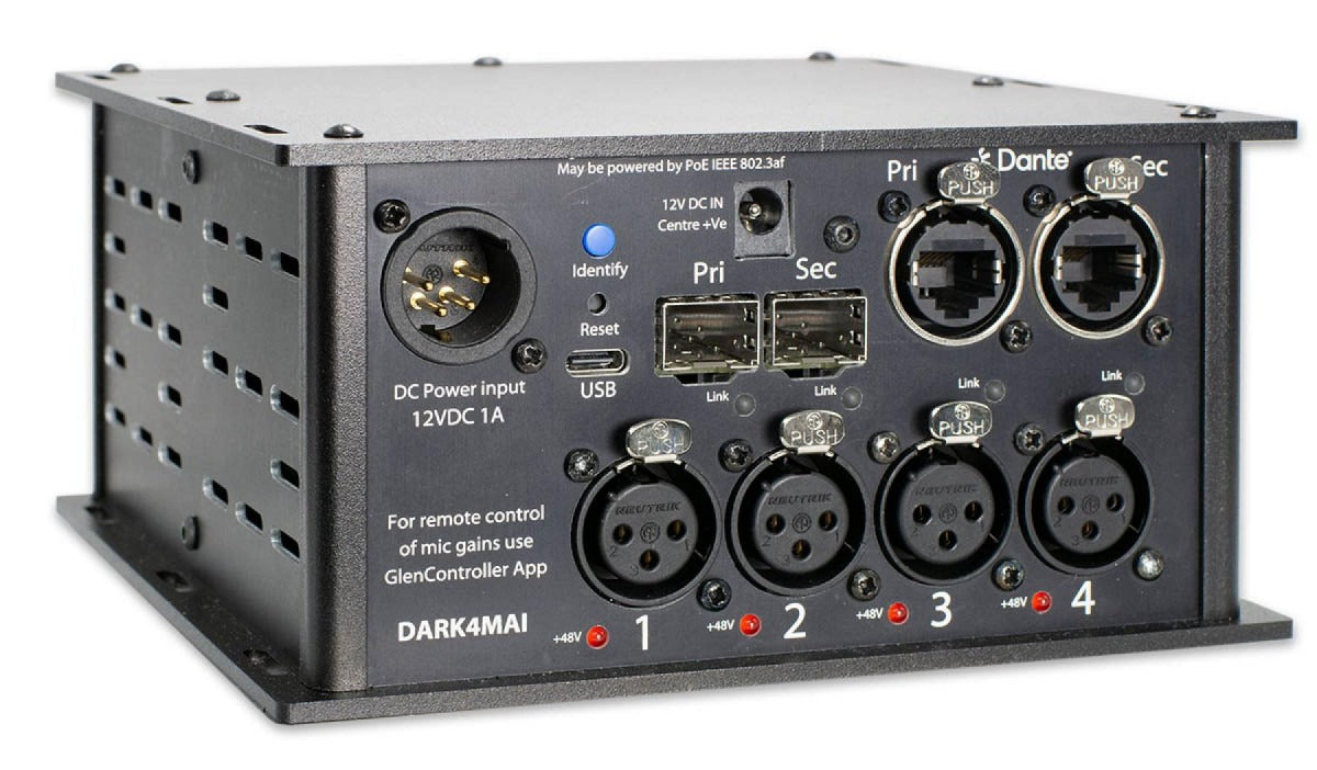 Glensound DARK4MAIR MkII | 4 Input Mic Amp for Dante/ AES67