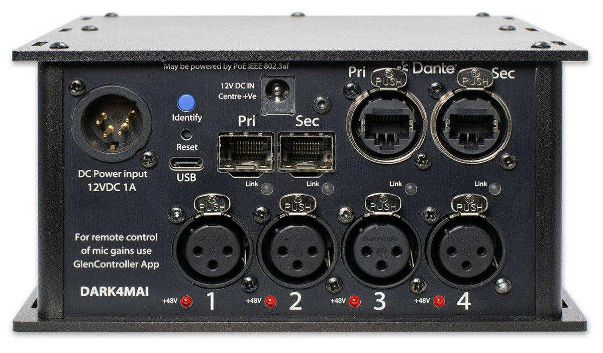 Glensound DARK4MAIR MkII | 4 Input Mic Amp for Dante/ AES67