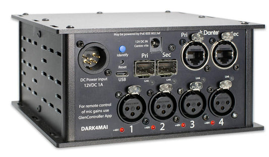 Glensound DARK4MAI MkII | 4 Input Mic Amp for Dante/ AES67