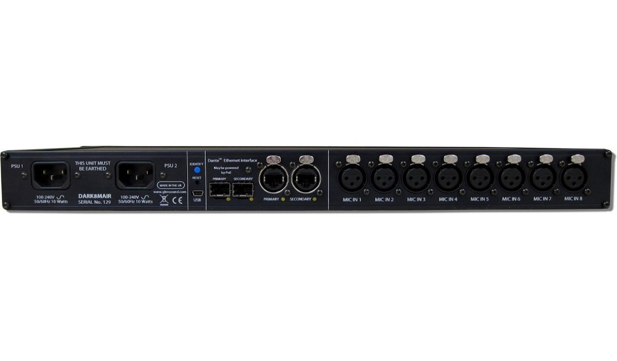 Glensound DARK8MAIR | 8 Channel Dante/ AES67 Microphone Amplifier