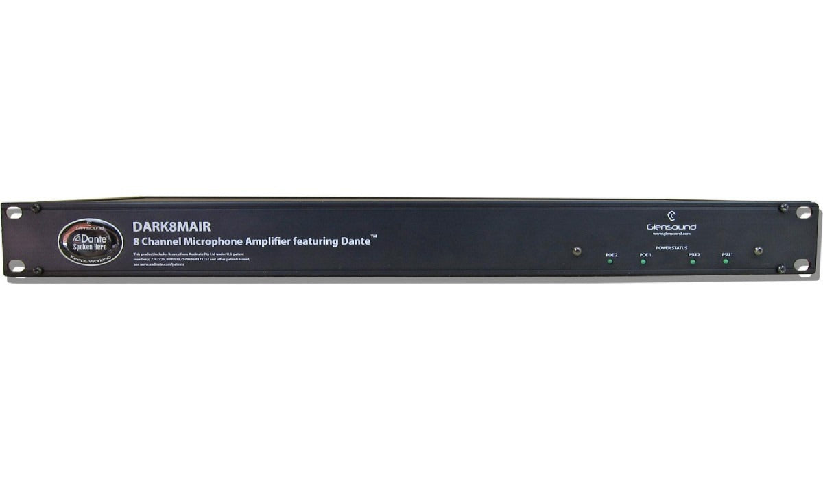 Glensound DARK8MAIR | 8 Channel Dante/ AES67 Microphone Amplifier
