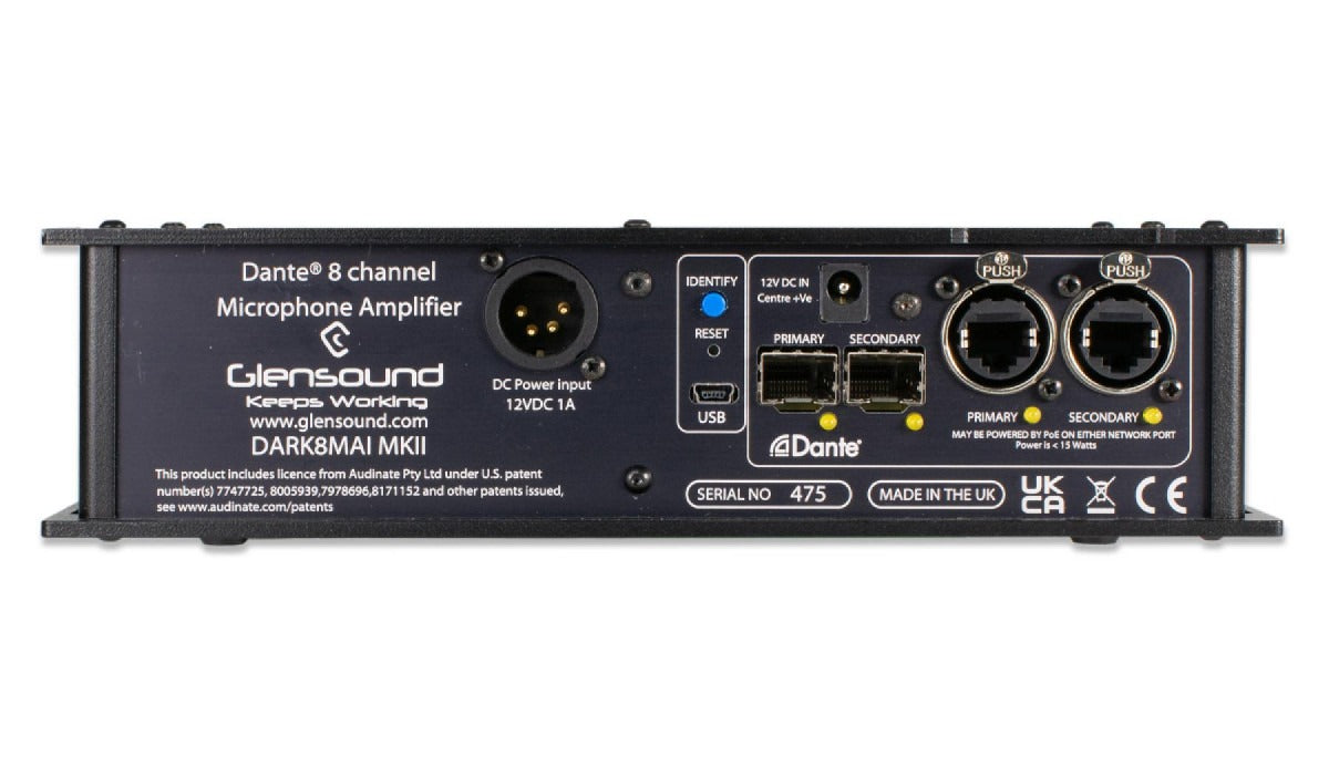 Glensound DARK8MAI MKII | 8 Input Mic Amp for Dante/ AES67