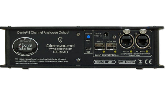 Glensound DARK8O | Portable 8 Channel Dante/AES67 Analogue Network Audio Interface