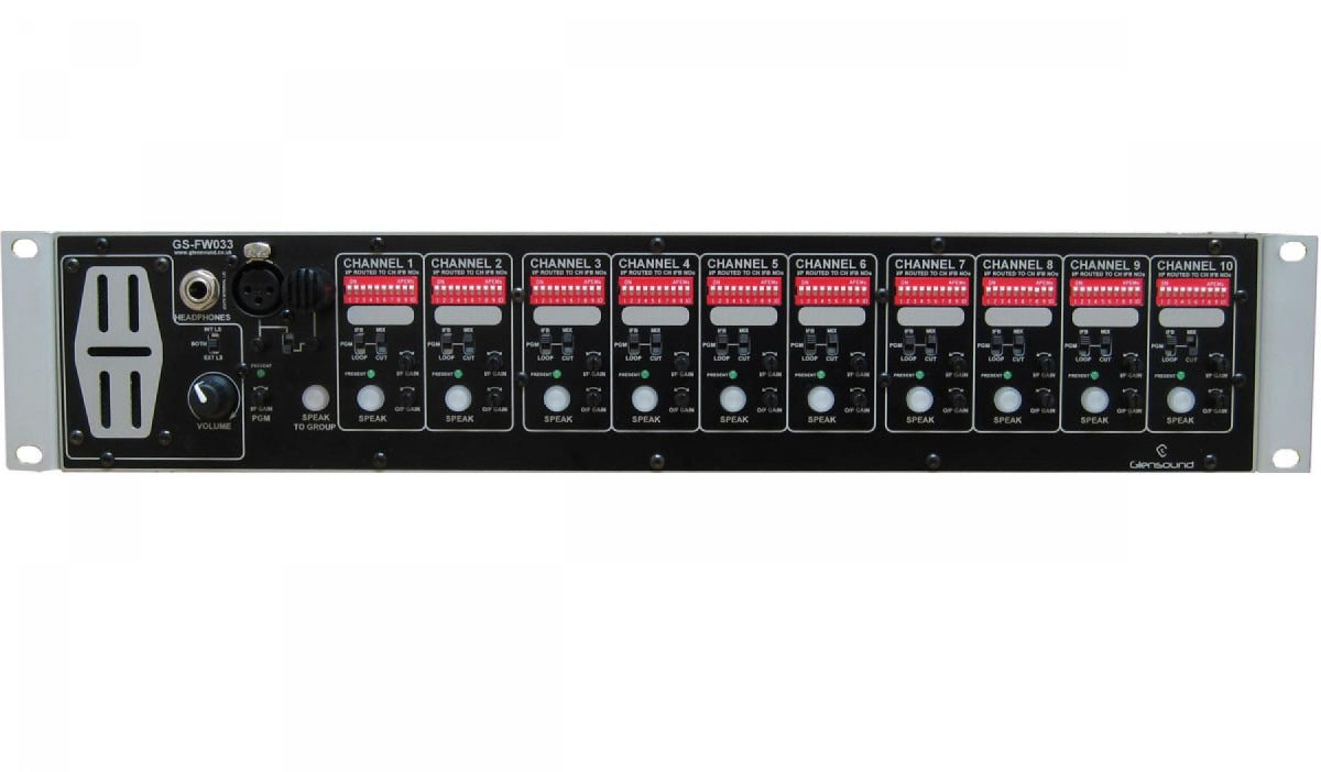 Glensound GS-FW033 | Ten Channel 4 Wire Subrack with Integral Matrix Mixer