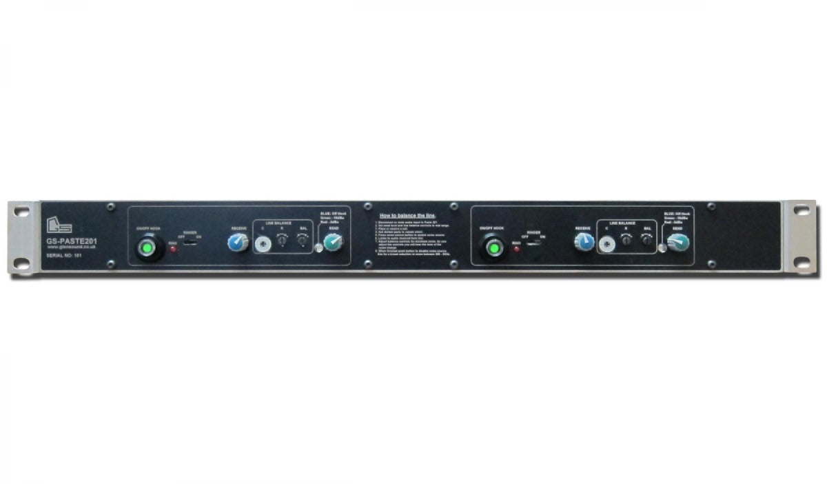 Glensound GS-PASTE201/R2 | Twin, Rack Mount Line Powered Telephone Balancing Unit