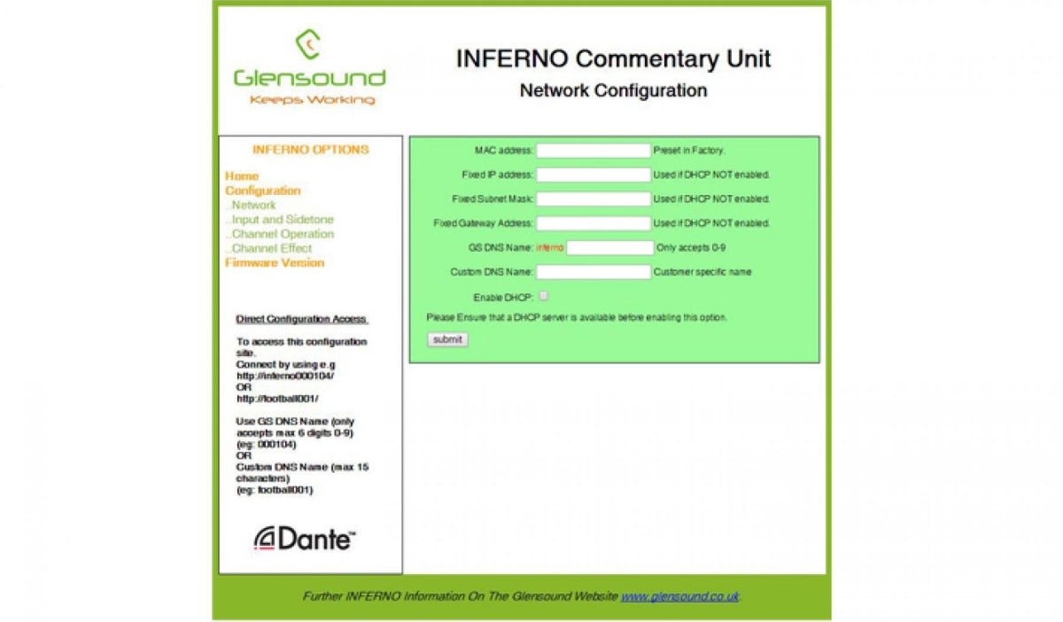 Glensound MINFERNO | System and Remote Control Software for the Inferno and MinFerno