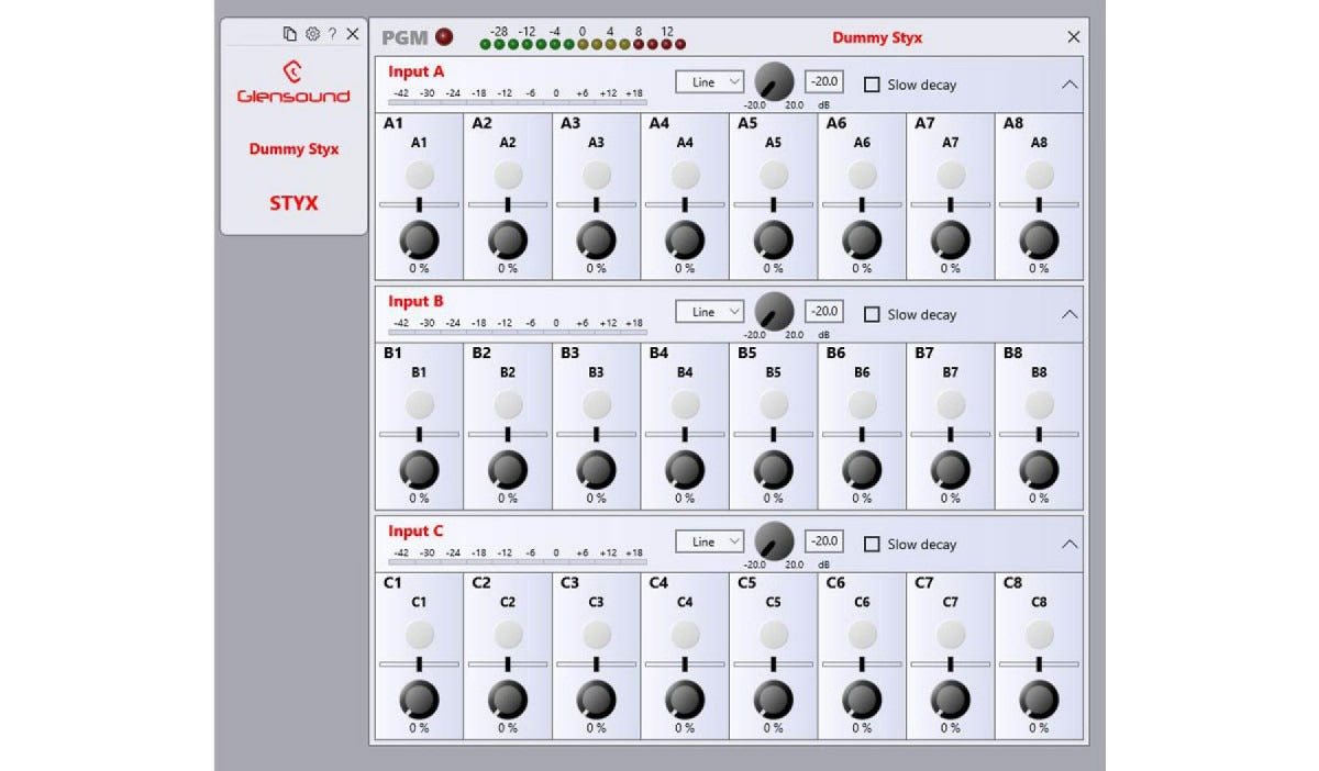 Glensound STYX MIXER | Audio Mixer for Dante/AES67 audio networks