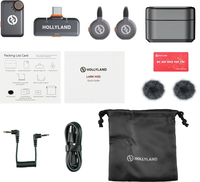 Hollyland LARK M2S Mini Combo Wireless Lavalier Microphone Mini Combo (Space Gray)