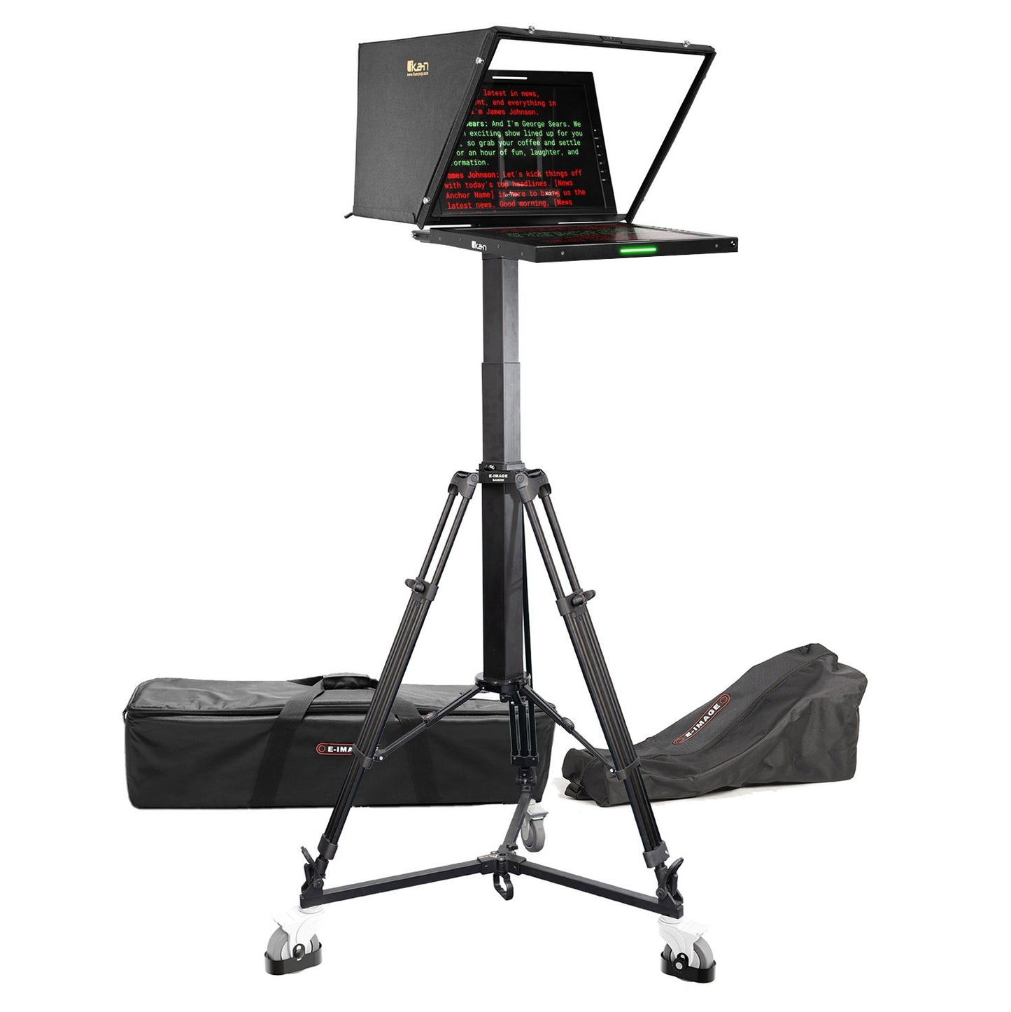 Ikan 19″ Widescreen PTZ Teleprompter, Motorized Pedestal & Dolly Turnkey
