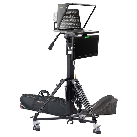 Ikan 19″ Widescreen Teleprompter w/ Talent Monitor, Motorized Pedestal & Dolly Turnkey