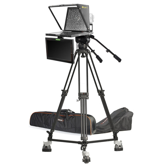 Ikan 19″ Widescreen Teleprompter w/ Talent Monitor, Tripod & Dolly Turnkey