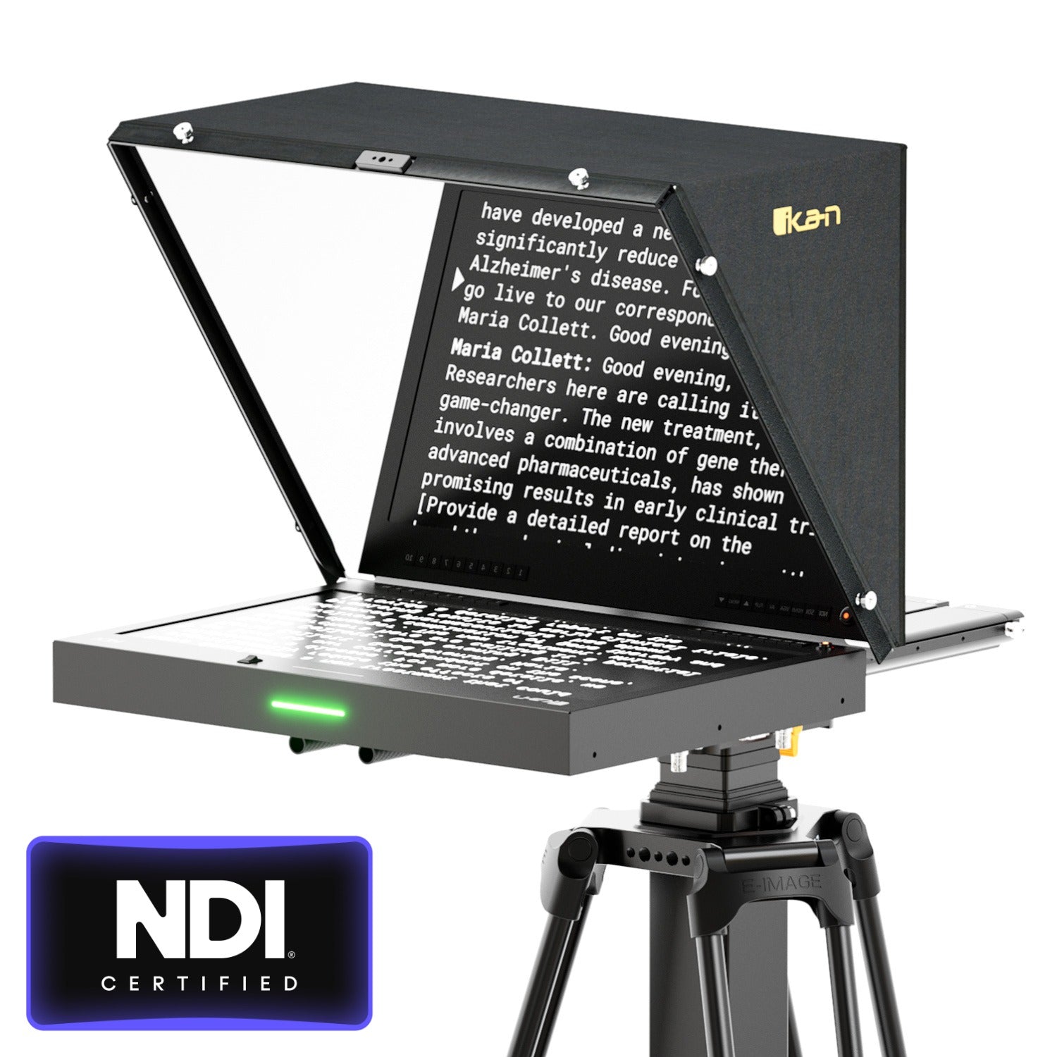 Ikan Aura™ 19″ POE++ Teleprompter w/ Full NDI Encoding/Decoding & IP Tally Light