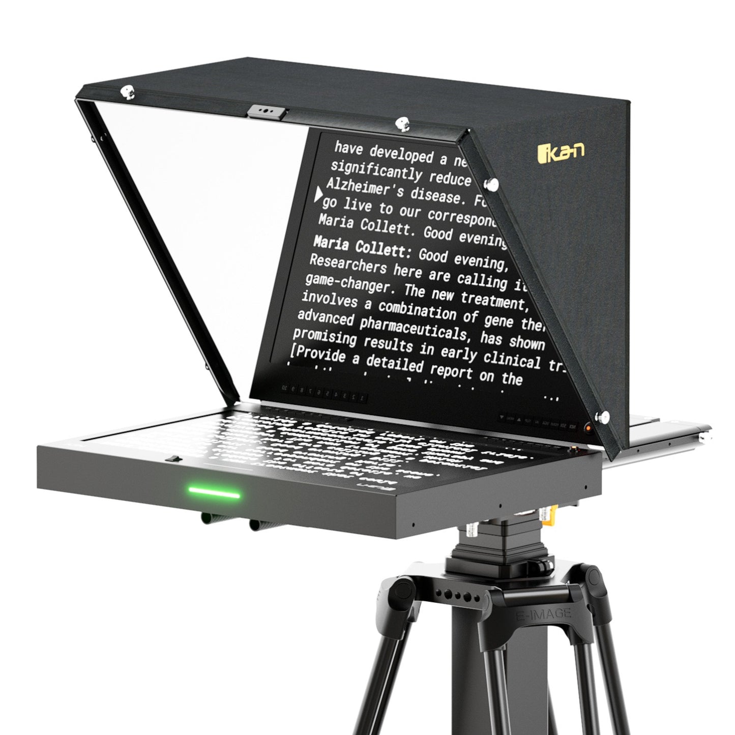 Ikan Aura™ 19″ POE++ Teleprompter w/ Full NDI Encoding/Decoding & IP Tally Light + Travel Kit