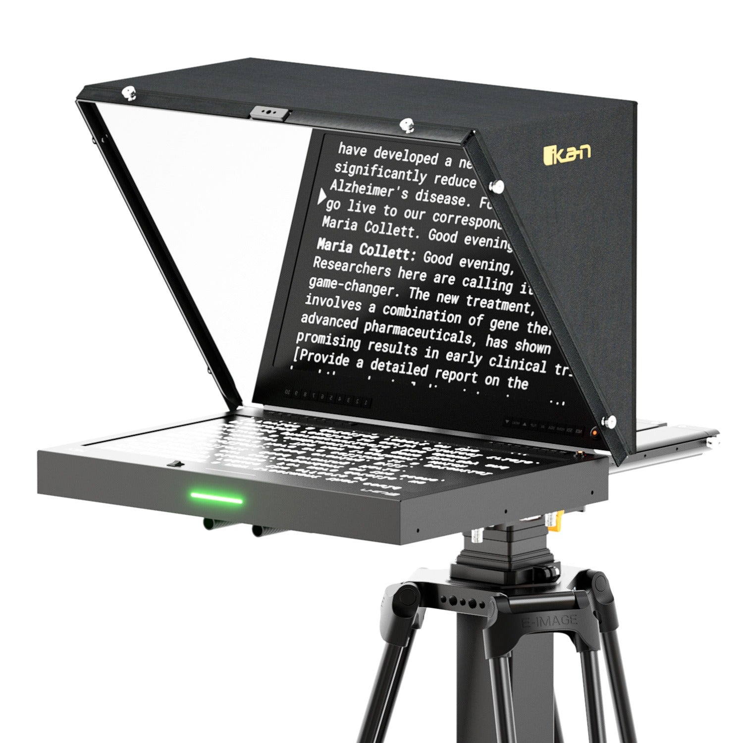 Ikan Aura™ 19″ POE++ Teleprompter w/ Full NDI Encoding/Decoding & IP Tally Light + Travel Kit