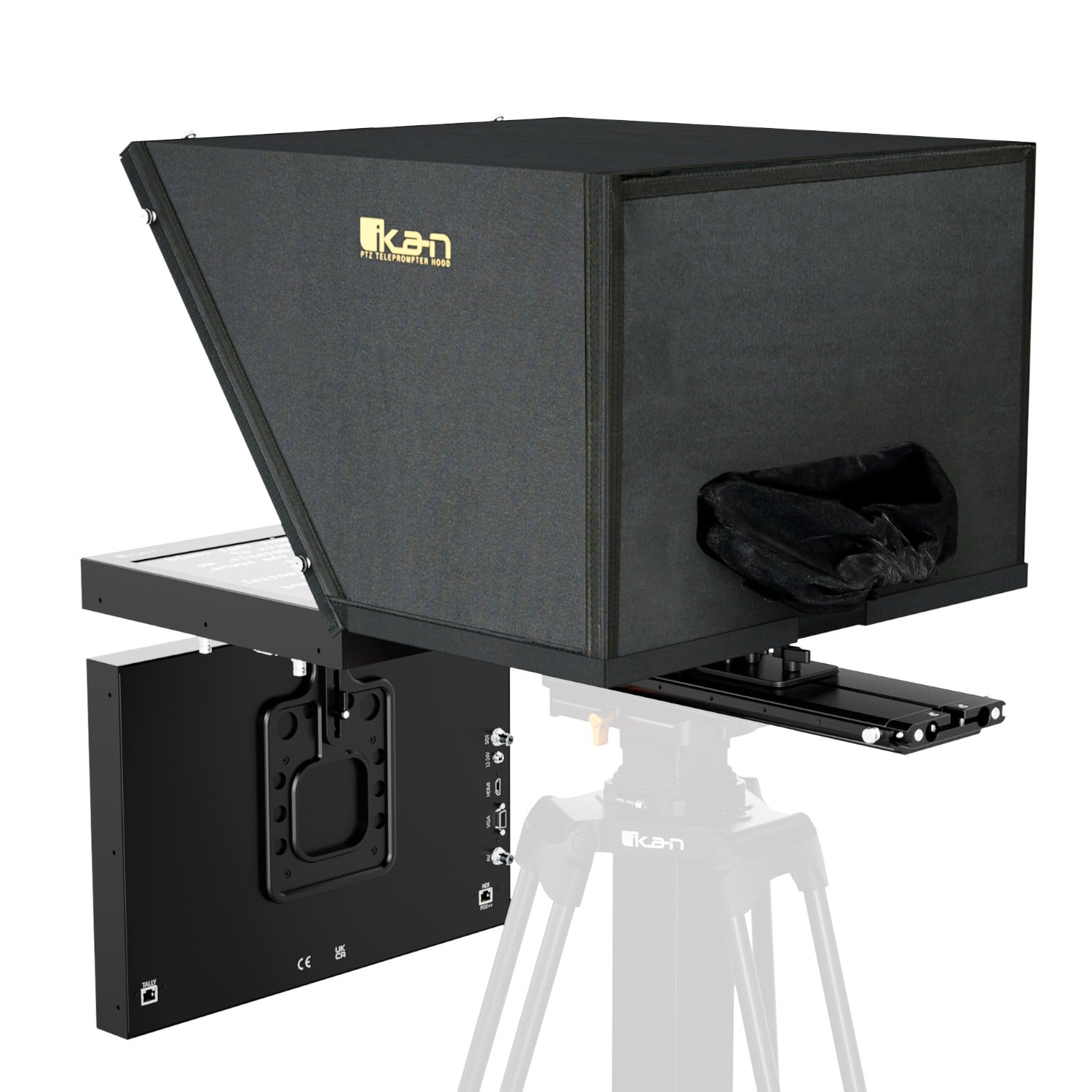 Ikan Aura™ 19″ PTZ POE++ NDI Teleprompter & NDI Talent Monitor w/ Full NDI Encoding/Decoding & IP Tally Light + Travel Kit