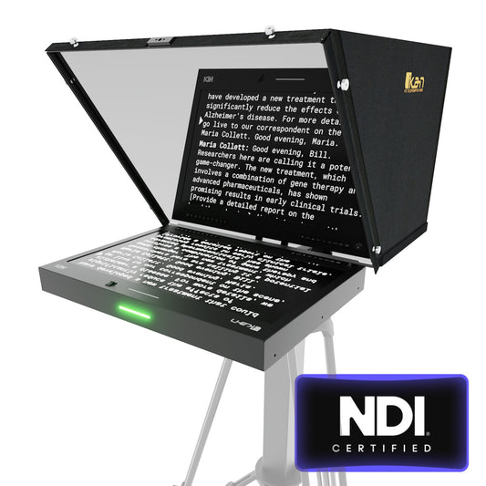Ikan Aura™ 19″ PTZ POE++ NDI Teleprompter w/ Full NDI Encoding/Decoding & IP Tally Light