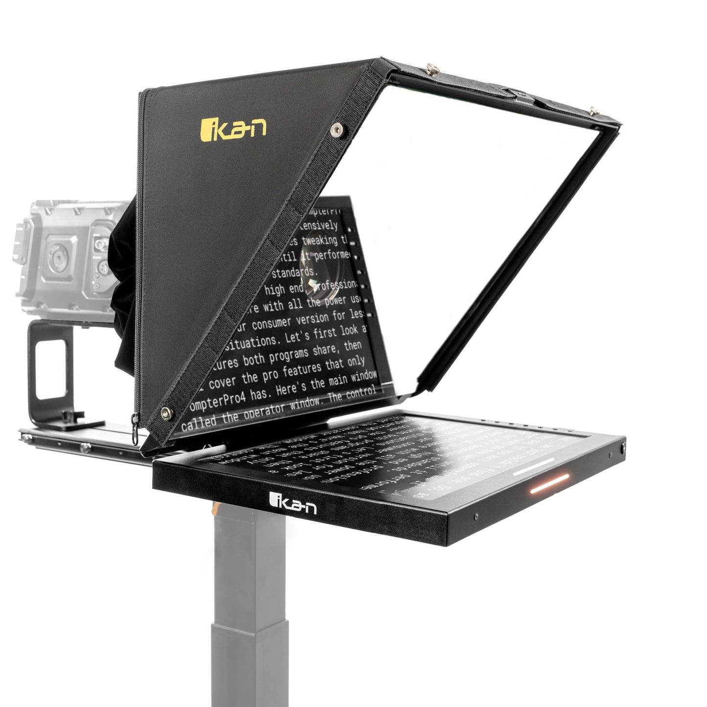 Ikan Professional 19 in. High Bright Beam Splitter Teleprompter w/ Widescreen SDI Tally Monitor