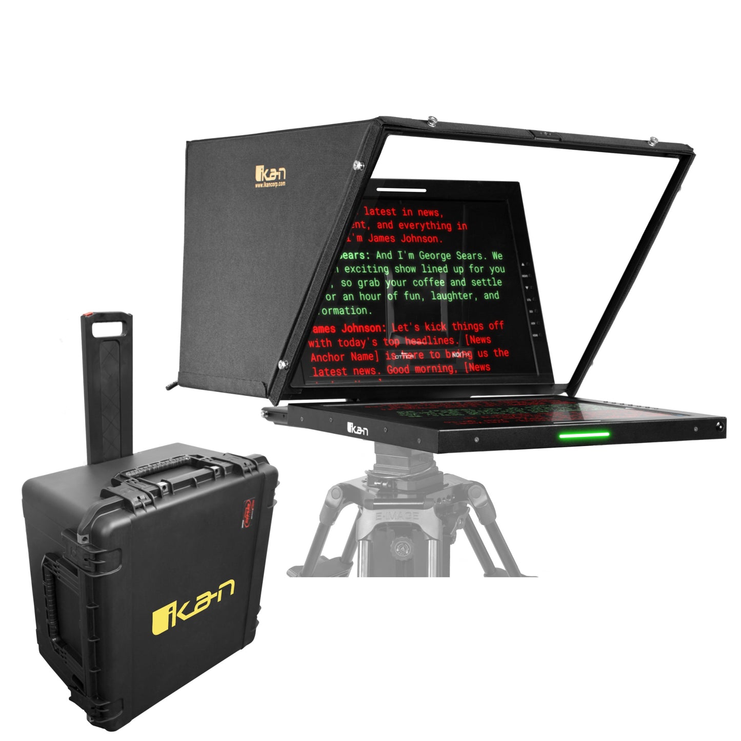 Ikan Professional 19 in. High Bright PTZ Teleprompter w/ Widescreen Tally SDI Monitor & Travel Kit