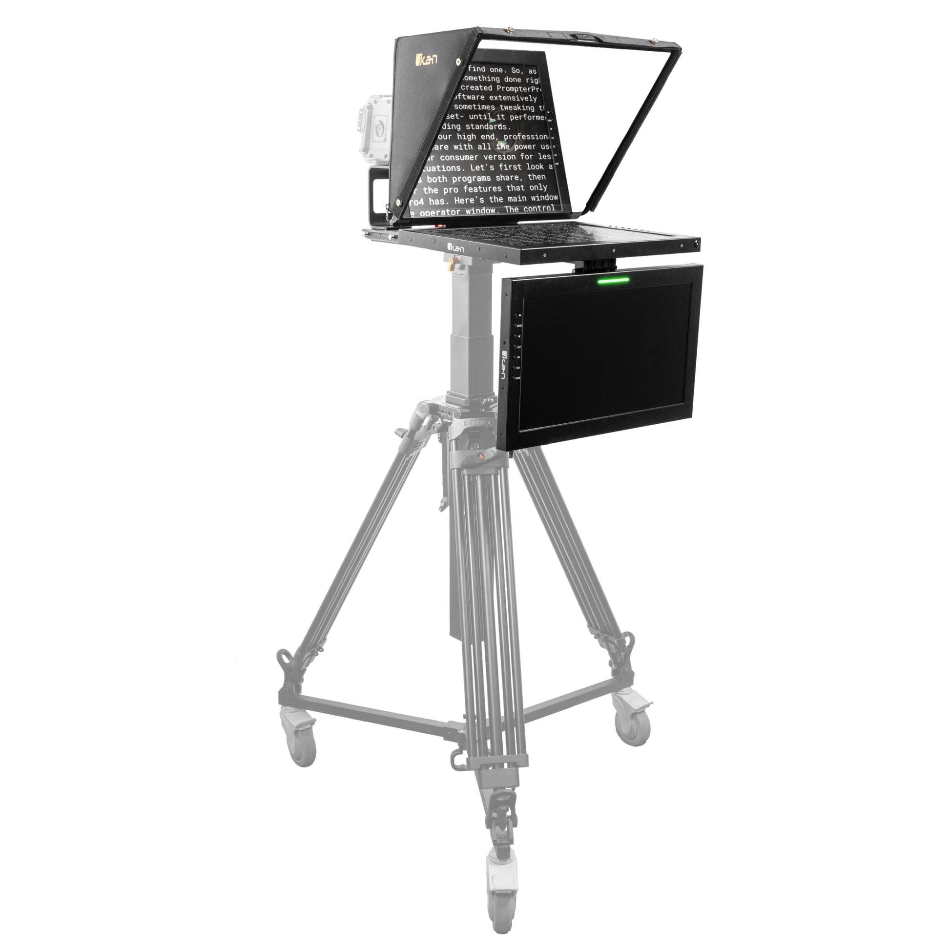 Ikan Professional 19 in. High Bright Teleprompter w/ Widescreen Tally SDI Monitor, Talent Monitor & Travel Kit