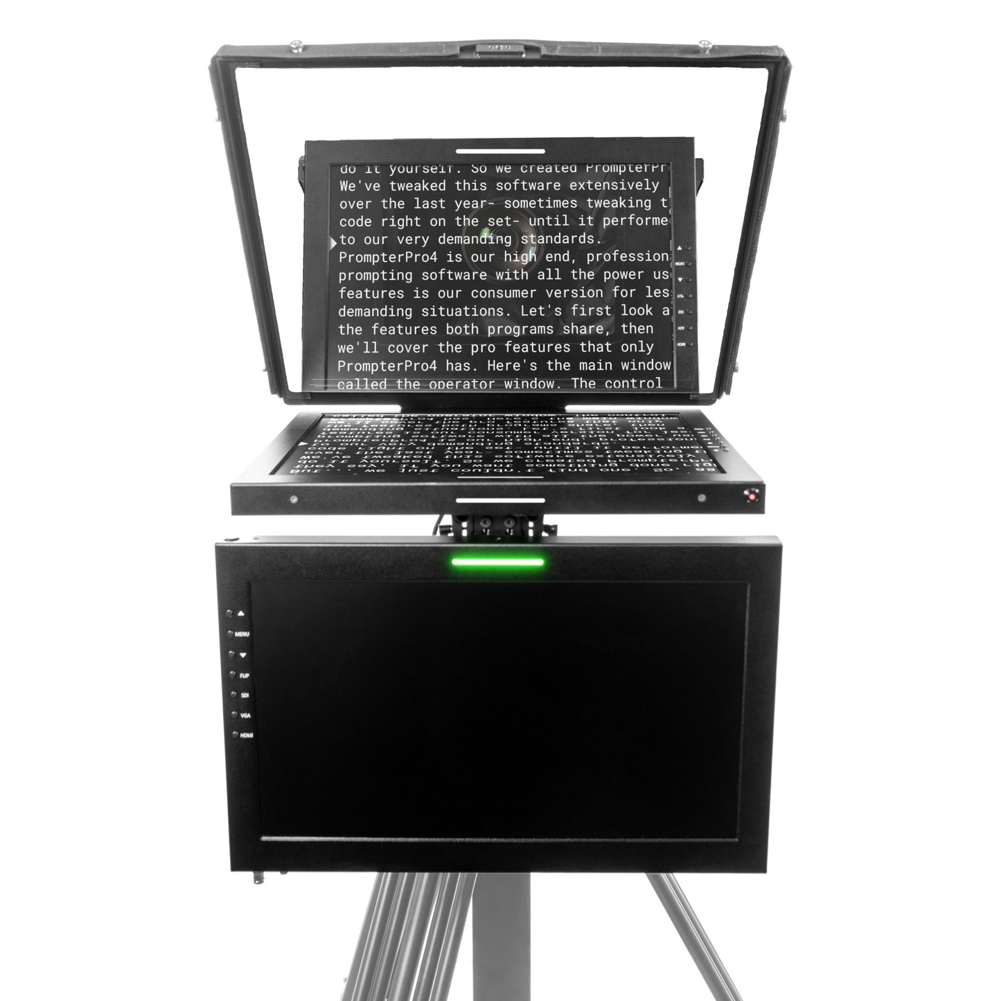 Ikan Professional 19 in. Widescreen High Bright Beam Splitter Teleprompter w/ Talent Monitor Kit & Tally