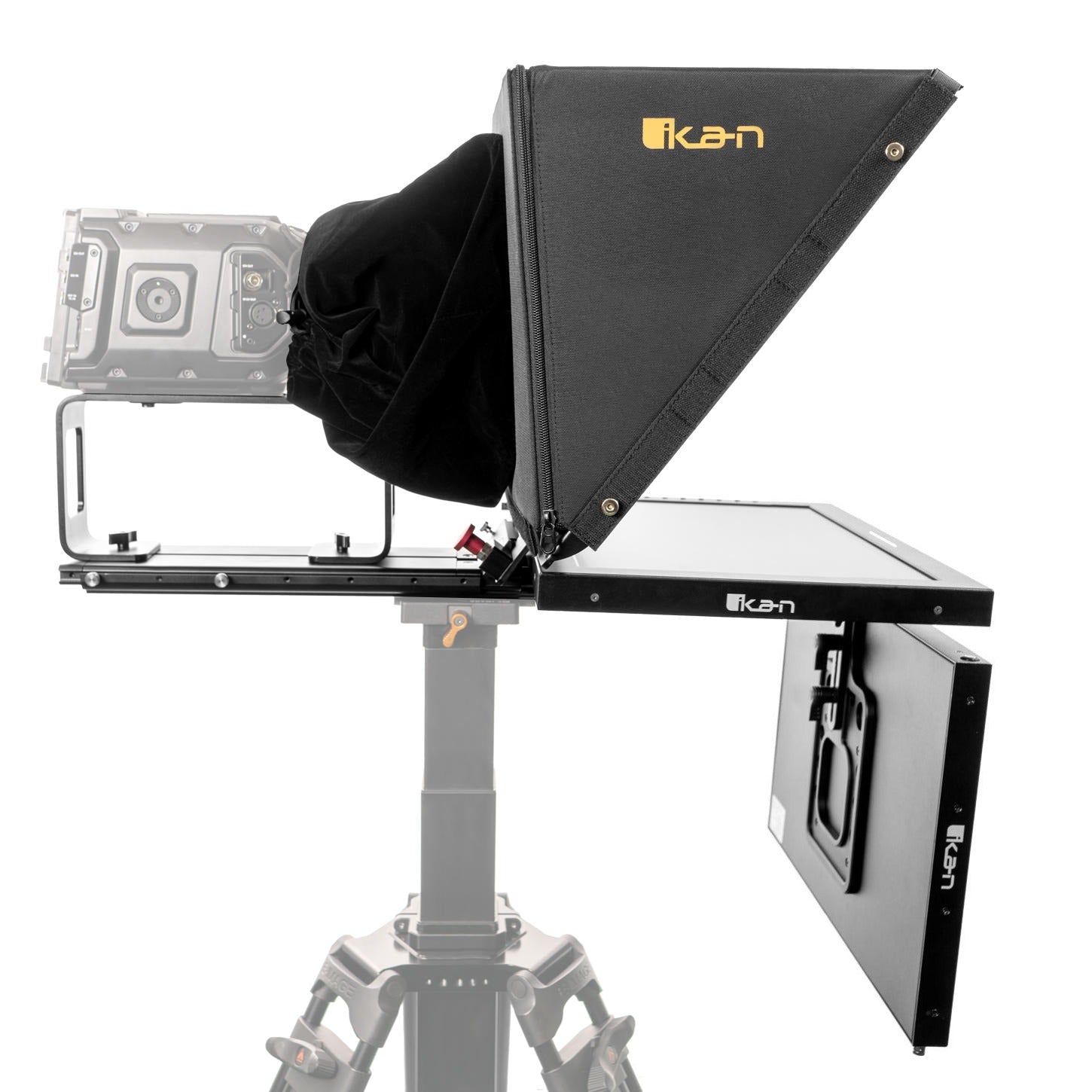 Ikan Professional 19 in. Widescreen High Bright Beam Splitter Teleprompter w/ Talent Monitor Kit & Tally