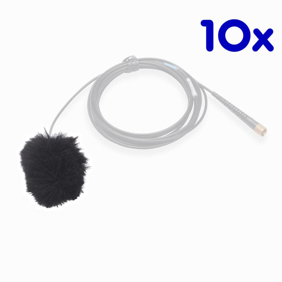 K-Tek ALFB10 | AIRO Lav Fuzzy Windscreen, Black, Pack of 10